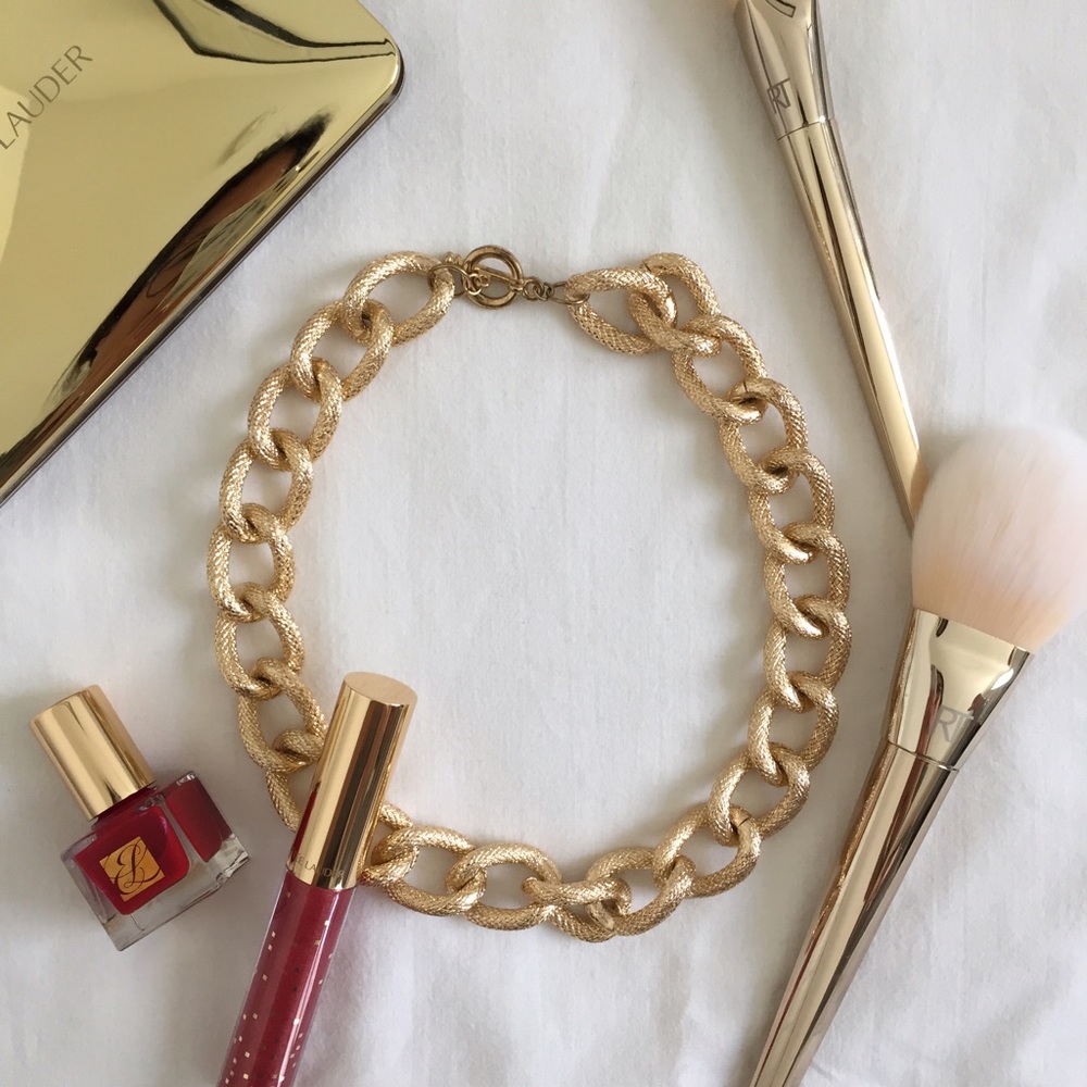 Gold braided chain necklace